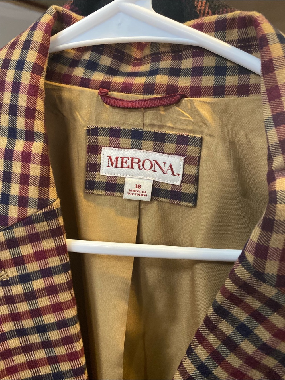Merona Red, Blue & Tan Plaid Women's Blazer - Picture 3 of 7
